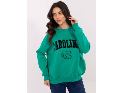 Dámska oversize mikina s nápisom-EM-BL-857-1.02X-zelená (Farba tyrkysová, Veľkosť univerzálna)