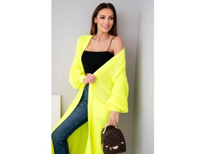Dámsky dlhý kardigan Idda žltá neónová (Veľkosť Univerzálna)