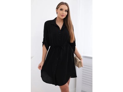 Košeľové šaty s viazaním Rotina čierne (Veľkosť Univerzálna)