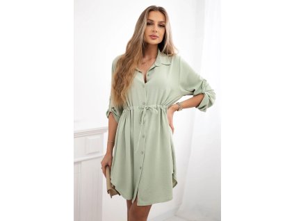 Košeľové šaty s viazaním Rotina tmavá mätová (Veľkosť Univerzálna)