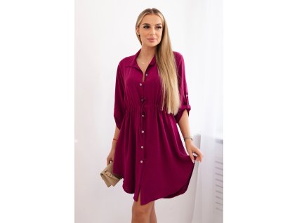 Košeľové šaty s viazaním Rotina bordové (Veľkosť Univerzálna)