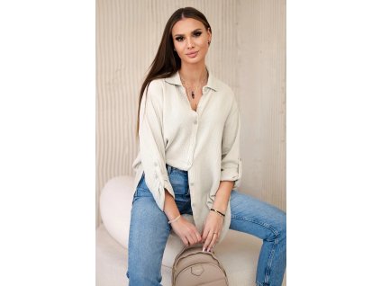 Dámska oversize košeľa Apola tmavá béžová (Veľkosť Univerzálna)