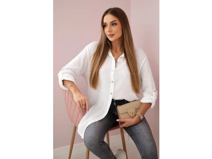 Dámska oversize košeľa Apola biela (Veľkosť Univerzálna)