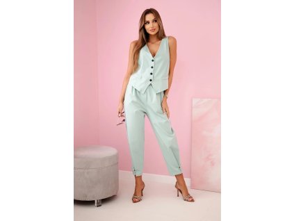 Elegantný nohavicový komplet Hreta tmavá mätová (Veľkosť Univerzálna)