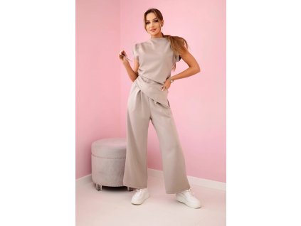 Dámsky nohavicový komplet Ritta tmavá béžová (Veľkosť Univerzálna)