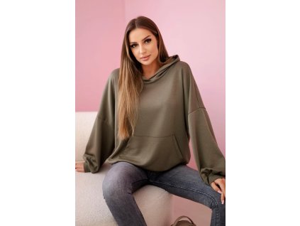 Dámska mikina s kapucňou Ninna kaki (Veľkosť Univerzálna)