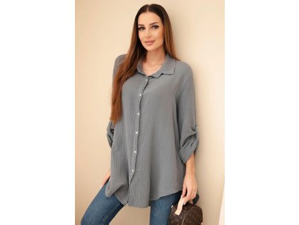 Dámska košeľa Sappy Plus Size tmavásivá (Veľkosť Univerzálna)