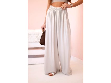 Široké letné nohavice Cilli tmavá béžová (Veľkosť Univerzálna)