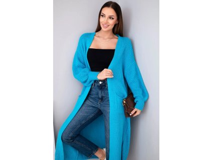 Dámsky dlhý kardigan Idda azúrová modrá (Veľkosť Univerzálna)