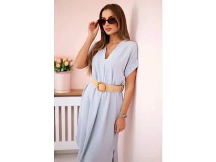 Letné košeľové šaty Ulena sivá– Elegantné a pohodlné midi šaty na leto