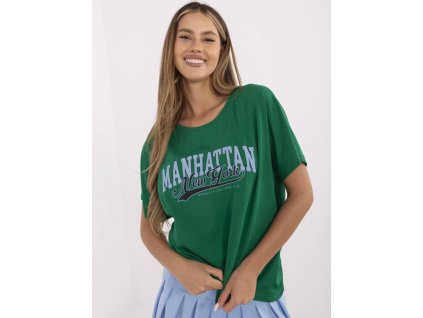 Dámske tričko s krátkym rukávom Manhattan zelená (Farba zelená, Veľkosť L)