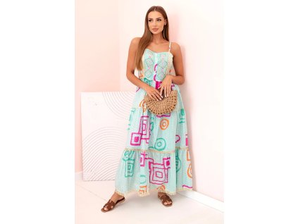 Dámske dlhé letné šaty na ramienka Itara baby modrá (Veľkosť L/XL)