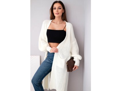 Dámsky dlhý kardigan Idda smotanová (Veľkosť Univerzálna)