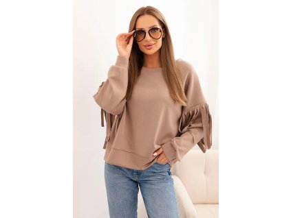 dámska mikina Omia fango-štýlová oversize mikina so strapcami na každý deň