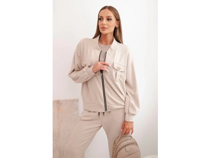 Dámsky nohavicový komplet Foris béžový (Veľkosť Univerzálna)