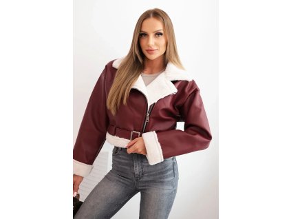 Dámska zateplená kožená bunda Pilot bordová (Veľkosť Univerzálna)