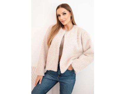Dámska kožušinová bunda Feria béžová  | Elegantná prechodná bunda do pása
