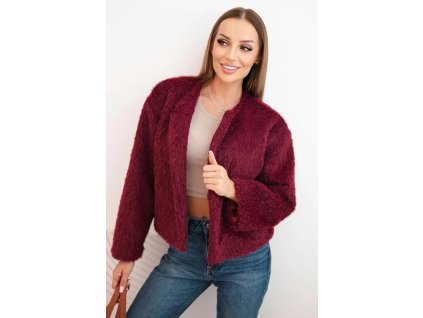 Dámska kožušinová bunda Feria bordová | Elegantná prechodná bunda do pása