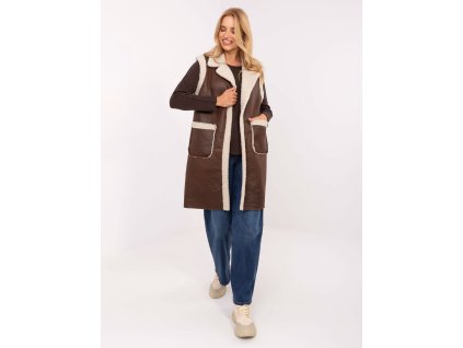 Dámska kožušinová vesta Nomi hnedá (Farba hnedá, Veľkosť univerzálna)