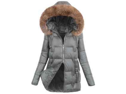 dámska zimná bunda s kapucňou Kristína zelená - elegantná bunda na zimu