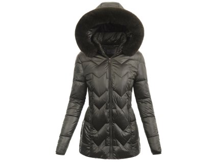 Dámska zimná bunda s kapucňou Michalina zelená- eleg