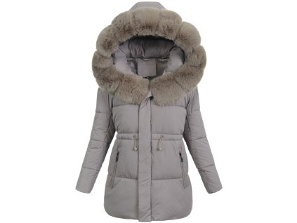 Dámska zimná bunda s kapucňou Hortenzia hnedá- elegantná krátka bunda na zimu