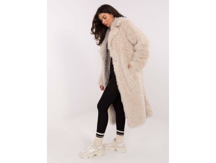 Dámska dlhá kožušinová bunda Perlos béžová (Farba bledá béžová, Veľkosť univerzálna)