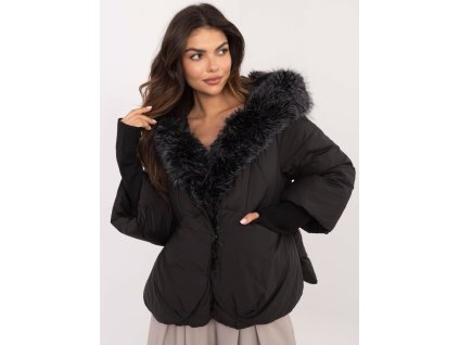 Dámska zimná bunda s kožušinou Honiss čierna (Farba čierna, Veľkosť M)