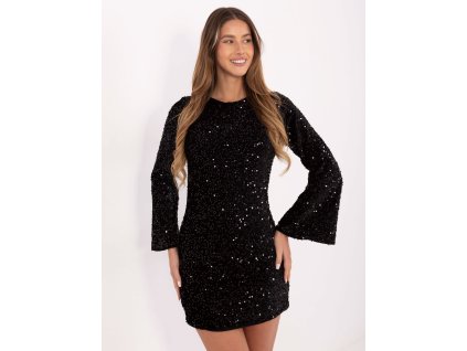 Dámske flitrované šaty Juha čierne (Farba čierna, Veľkosť univerzálna)