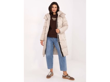Dámska dlhá zimná bunda Borina béžová (Farba béžová, Veľkosť M)