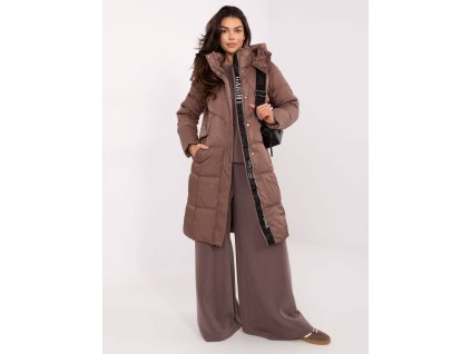 Dámska dlhá zimná bunda Borina hnedá (Farba bledá hnedá, Veľkosť XL)