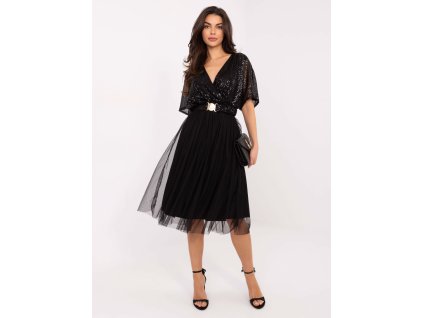 Elegantné dámske šaty Holly čierne (Farba čierna, Veľkosť univerzálna)
