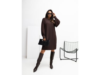 Dámske úpletové šaty Rola hnedé (Farba tmavá hnedá, Veľkosť S/M)