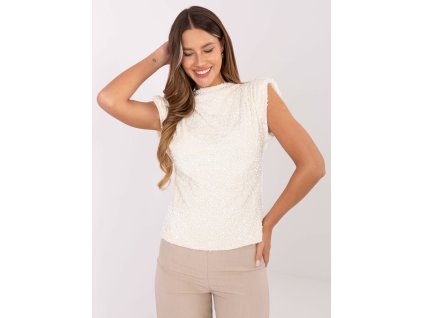 Dámsky flitrovaný top Loxy biely (Farba maslová, Veľkosť univerzálna)