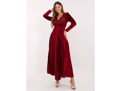 Dámske dlhé elegantné šaty Azan bordové (Farba bordová, Veľkosť univerzálna)