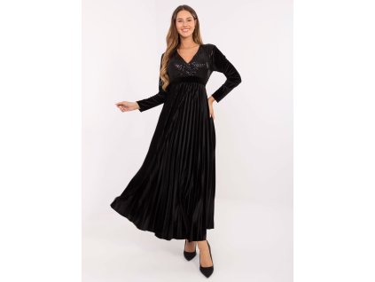 Dámske dlhé elegantné šaty Azan čierne (Farba čierna, Veľkosť univerzálna)