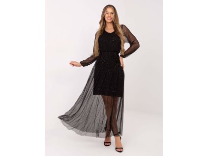 Dámske elegantné šaty Rowen čierne (Farba čierna, Veľkosť univerzálna)