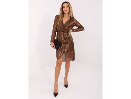 dámske elegantné flitrované šaty Tonin hnedé