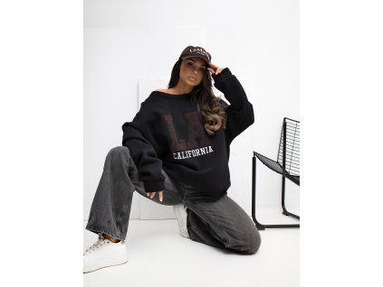 Dámska mikina bez kapucne LA čierna (Farba čierna, Veľkosť univerzálna)