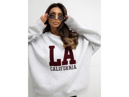Dámska mikina bez kapucne LA šedá (Farba bledá šedá, Veľkosť univerzálna)