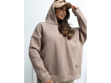 Dámska mikina s kapucňou Erica béžová (Farba tmavá béžová, Veľkosť univerzálna)