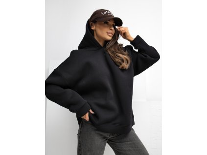 dámska mikina s kapucňou Erica čierna-oversize mikina na každý deň