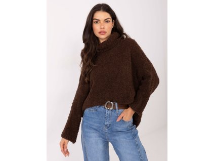 Dámsky oversize rolák Xavie hnedý (Farba tmavá hnedá, Veľkosť univerzálna)