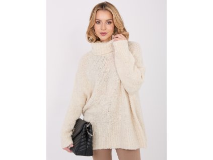 Dámsky oversize rolák Xavie maslový (Farba bledá béžová, Veľkosť univerzálna)