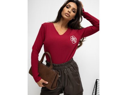 Dámske tričko s dlhým rukávom Wanin bordové- pohodlné tričko z vrúbkovaného úpletu