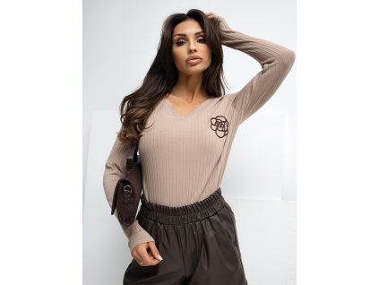 Dámske tričko s dlhým rukávom Wanin béžové (Farba tmavá béžová, Veľkosť S/M)