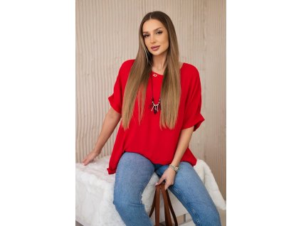 Dámska blúzka s príveskom Vera červená (Veľkosť Univerzálna)