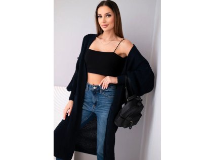 Dámsky dlhý kardigan Idda Tmavá džínsová modrá (Veľkosť Univerzálna)