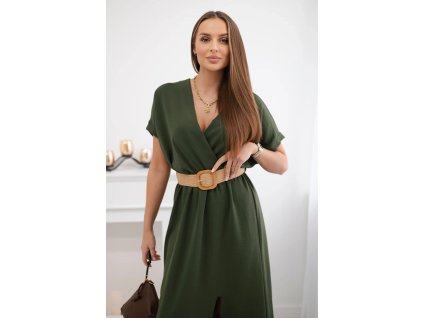 Dlhé letné šaty Gwen kaki (Veľkosť Univerzálna)
