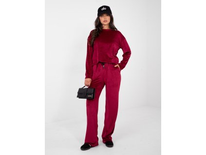 Dámska velúrová tepláková súprava Donia bordová (Farba bordová, Veľkosť S/M)